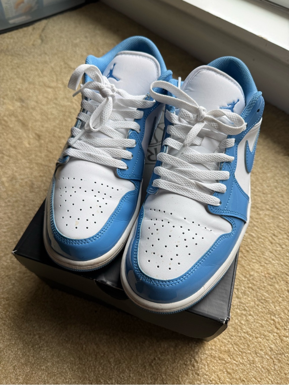 Jordan Low Top Sneakers White and University Blue